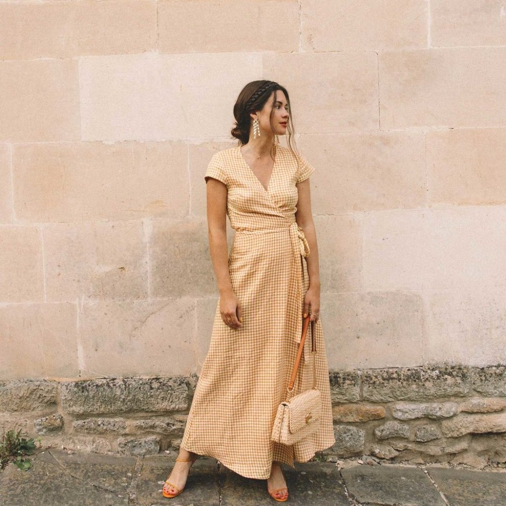 & OTHER STORIES - Orange Linen Midi Wrap Dress (4)